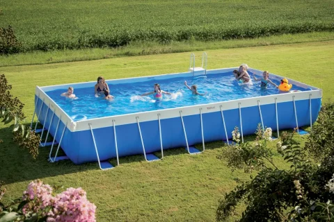 Piscine tubulaire rectangle LAGHETTO POP Sable 764 x 384 cm